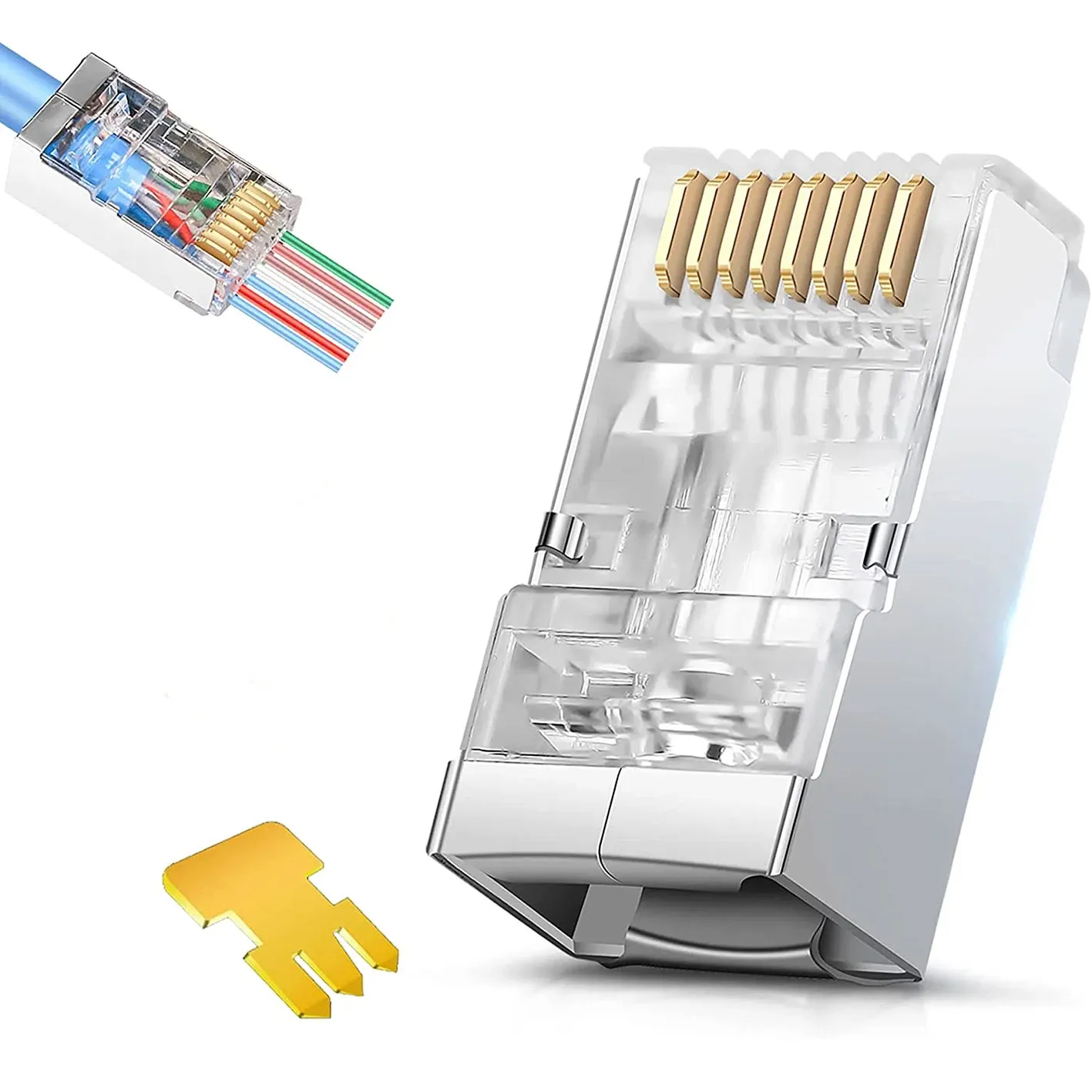 connecteur-cat6A-EZ-STP SIGMA Silver Connecteur RJ45 FTP/STP EZ Type Cat6A (Boite de 100 pcs) – Image 1